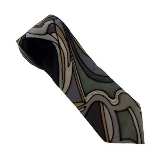 Robert Daskal 4x56" Silk Necktie Men Gray Abstract Hand Painted Larry Hope - Picture 9 of 9